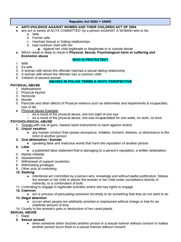 VAWC | PDF | Sexual Harassment | Harassment