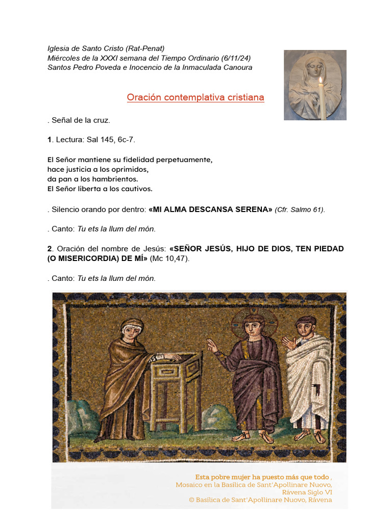 Oración Contemplativa Cristiana 6 - 11 - 24 | PDF | Religión y ...