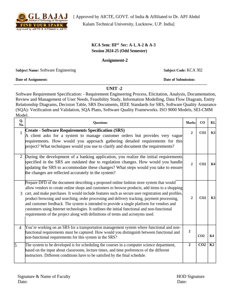 KCA 302 Unit2 MCAIII A1 A2 A3 | PDF | Specification (Technical Standard ...
