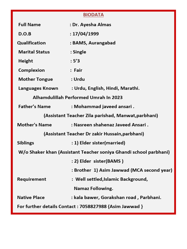 DR Biodata | PDF