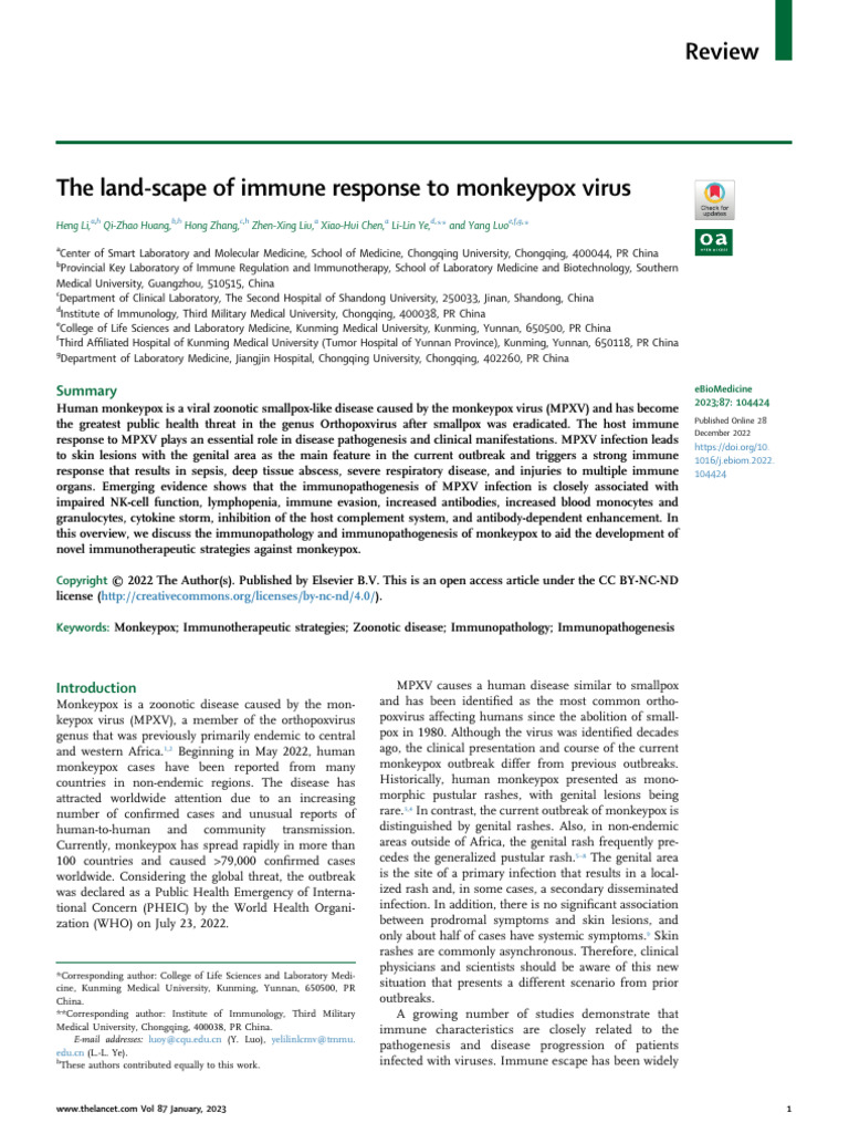 The Land-Scape of Immune Response To Monkeypox Virus | PDF | Interferon ...