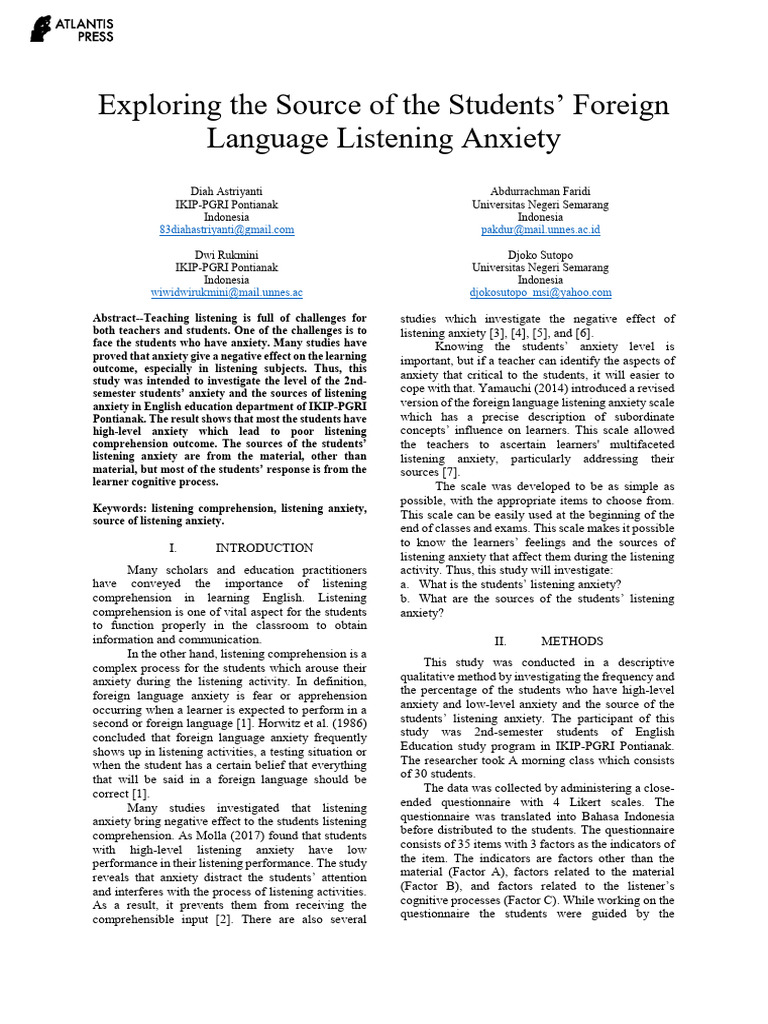 2020.exploring The Source of The Students' Foreign Language Listening ...
