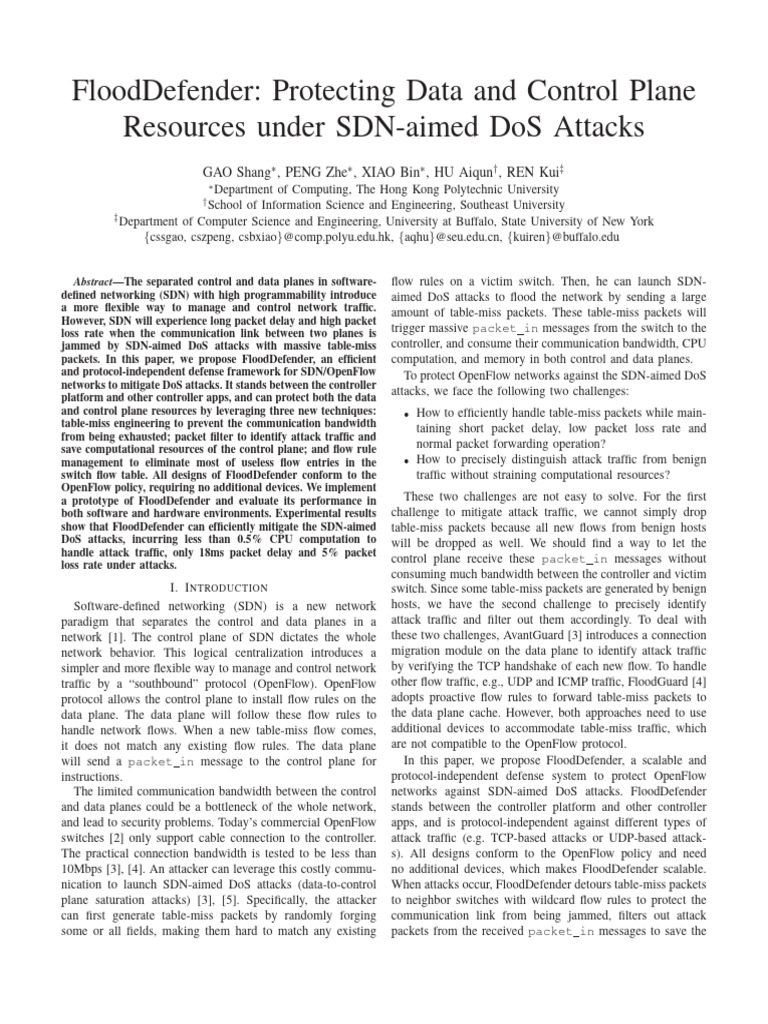 FloodDefender Protecting Data and Control Plane Resources Under SDN ...