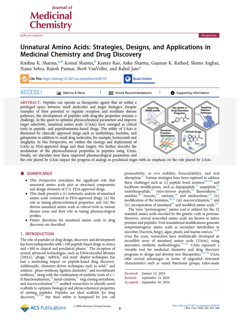 Unnatural Amino Acids in Drug Discovery | PDF | Amino Acid | Drug Discovery