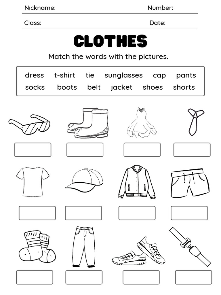 Black and White Clothes Worksheet | PDF