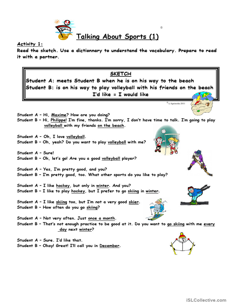 Sports Conversation Practice Script | PDF | Language Arts & Discipline