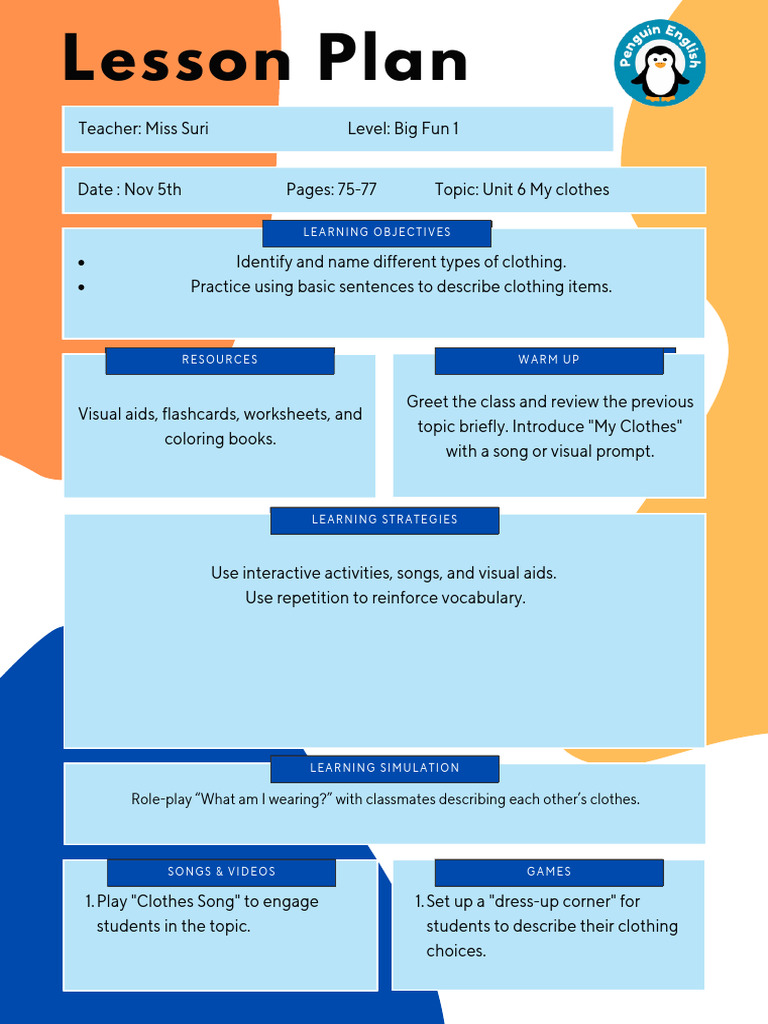 LESSON PLAN NOVEMBER | PDF | Lesson Plan | Vocabulary