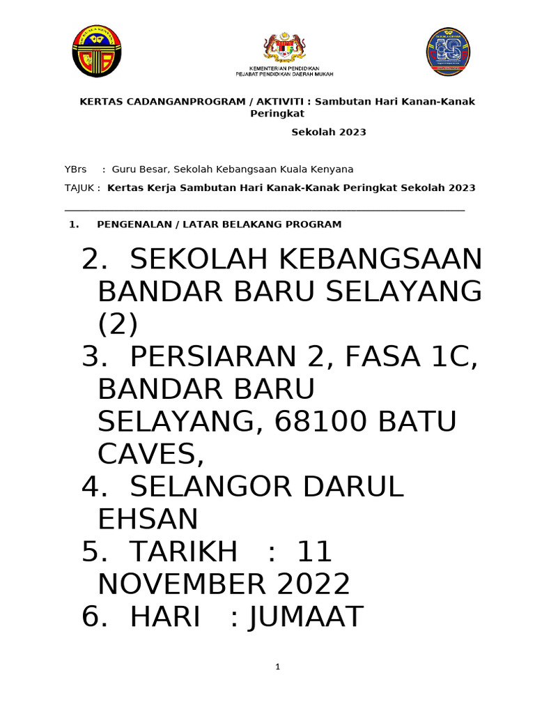 (123dok - Com) Kertas Kerja Sambutan Hari Kanak Kanak 2023 SK Kuala ...