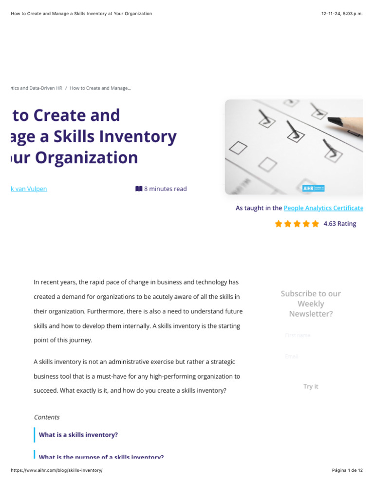 How To Create and Manage A Skills Inventory at Your Organization | PDF ...