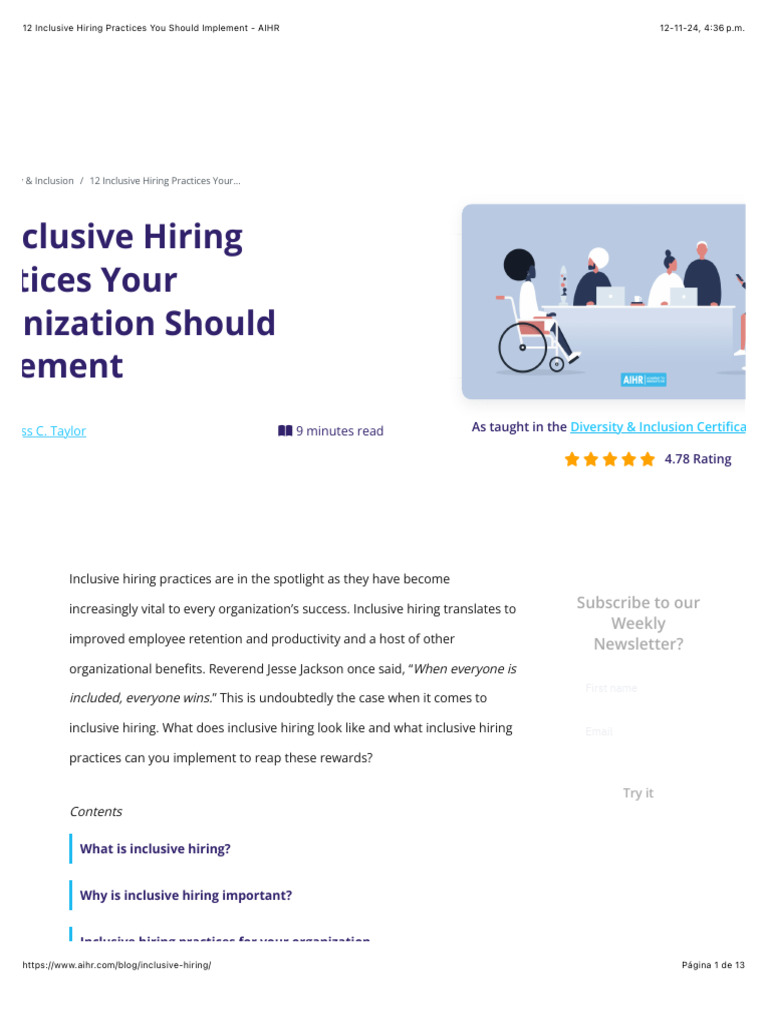 12 Inclusive Hiring Practices You Should Implement - AIHR | PDF ...