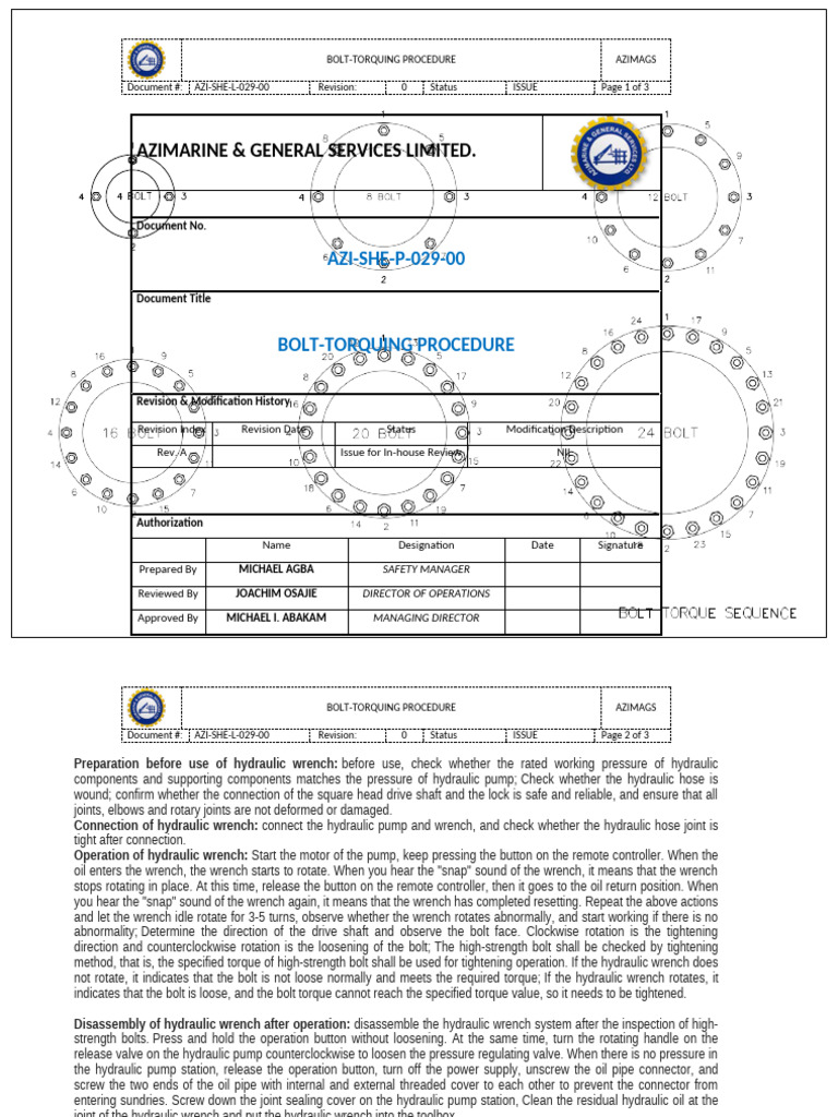 24-Bolt Torque Sequence Procedure | PDF | Screw | Mechanical Engineering
