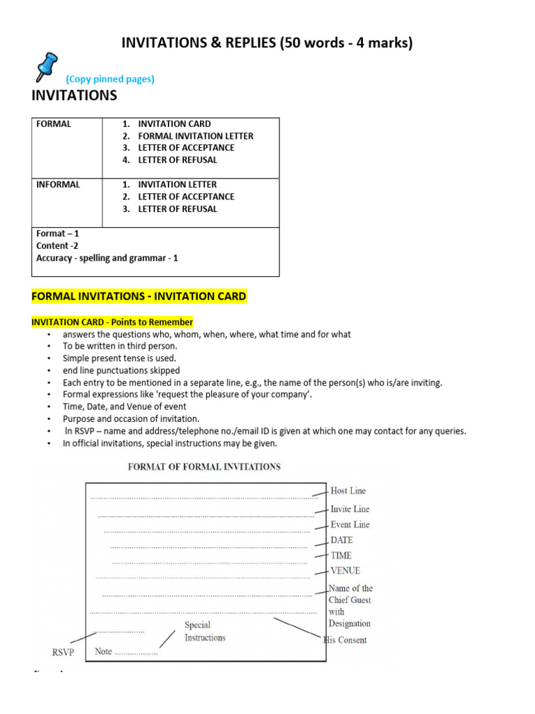 Formal Invitation Writing Guide | PDF