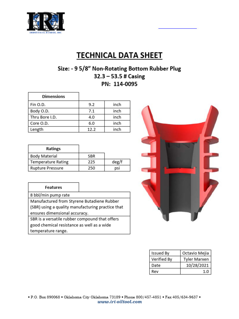 114-0095 (Non-Rotating Bottom Rubber Plug) | PDF