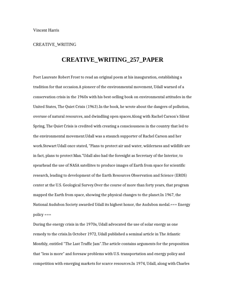 Creative Writing 257 Paper | PDF | Travel