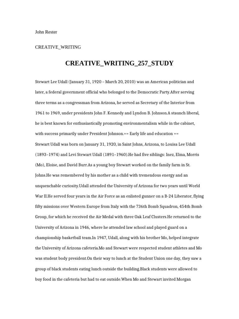 Creative Writing 257 Study | PDF