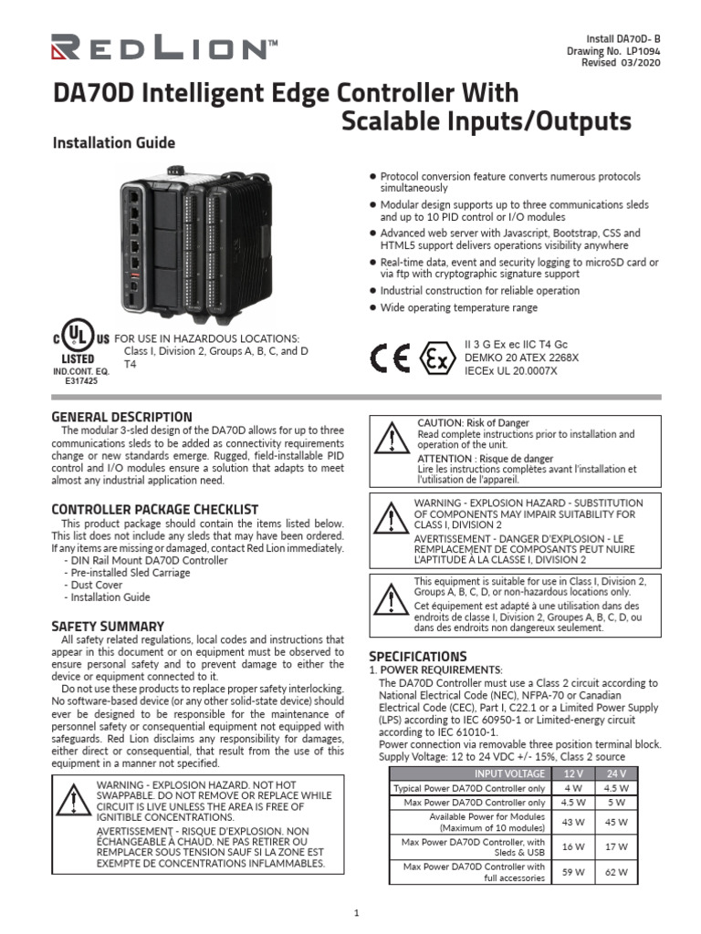 DA70D Controller Installation Guide | PDF | Electromagnetic ...