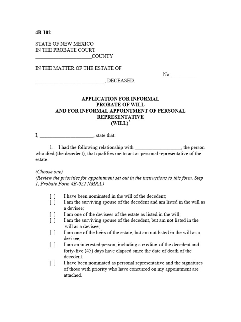 Personal Representative Appointment Form | PDF | Will And Testament ...