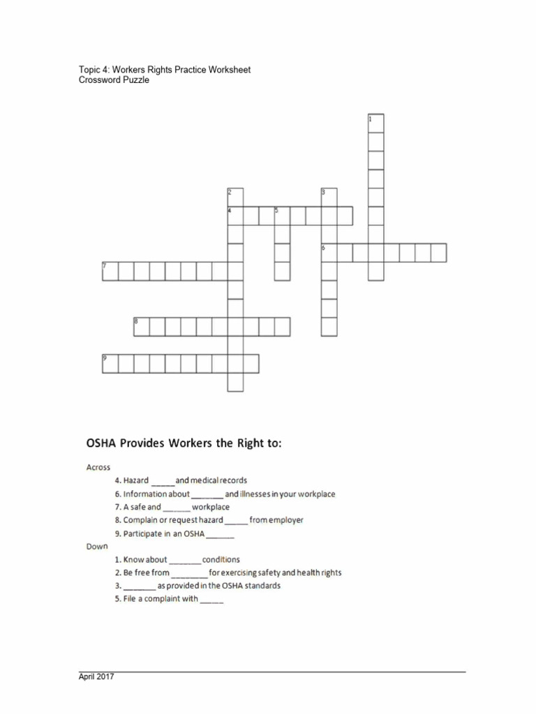 Topic 4 Workers Rights Crossword Puzzle Topic 4 Workers Rights Topic 4 Workers Rights Crossword Puzzle Topic 4 Workers Rights