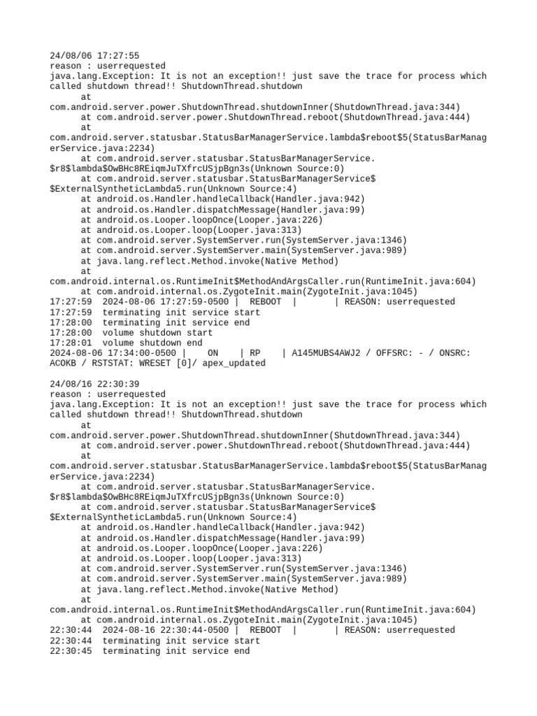 Android Reboot Logs: User Requested | PDF | Computer Science ...