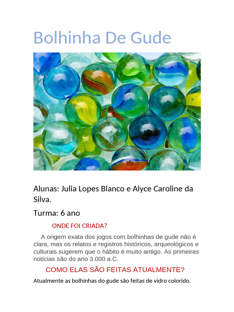 Origem e Regras da Bolinha de Gude | PDF