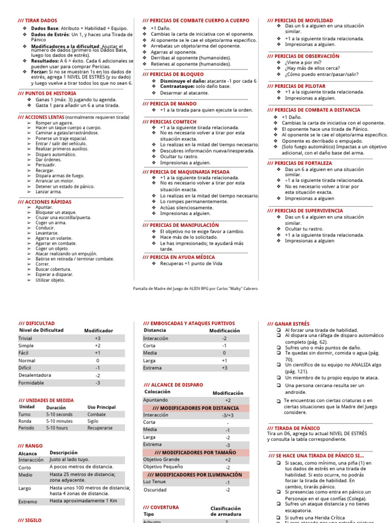 Mecánicas de Juego en ALIEN RPG | PDF