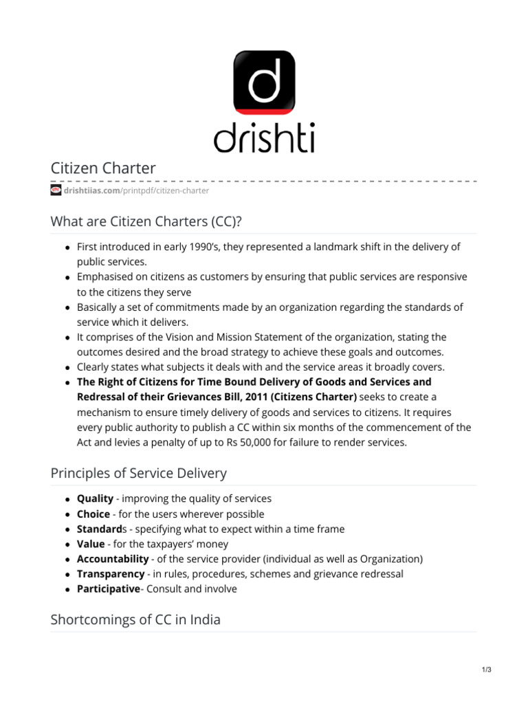 Citizen Charter Pdf Non Governmental Organization Business