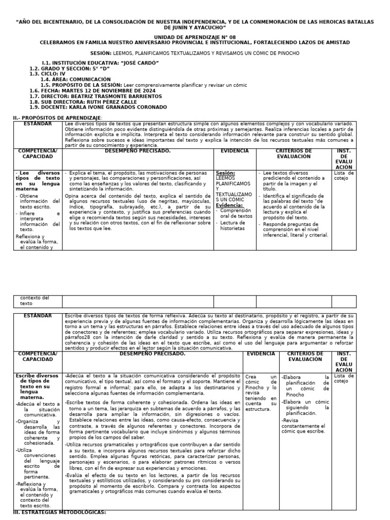 Día 2 Segunda Semana Comunicacjión | PDF | Cómics | Narración