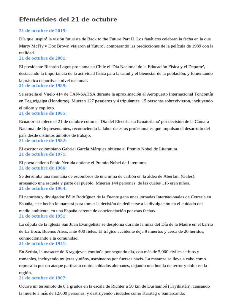 Efemérides Del 21 de Octubre | PDF | Batalla de Trafalgar