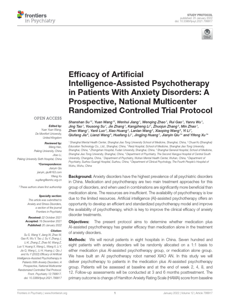 View of AI-Assisted Therapy for Anxiety Disorders | PDF | Psychotherapy ...