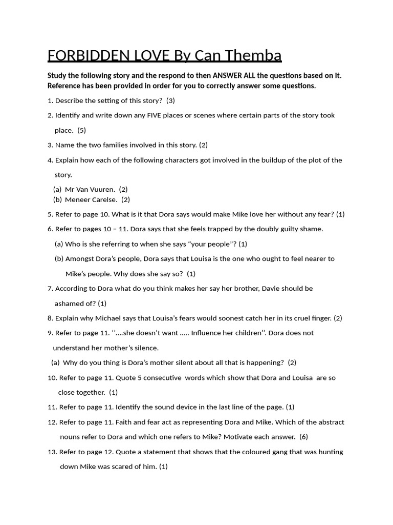 Can Themba's Forbidden Love Analysis PDF