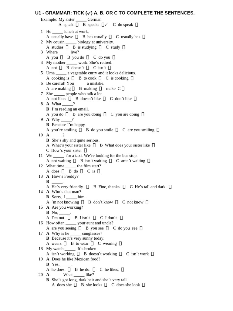Pre-Intermediate English Test Unit 1 | PDF | Heart