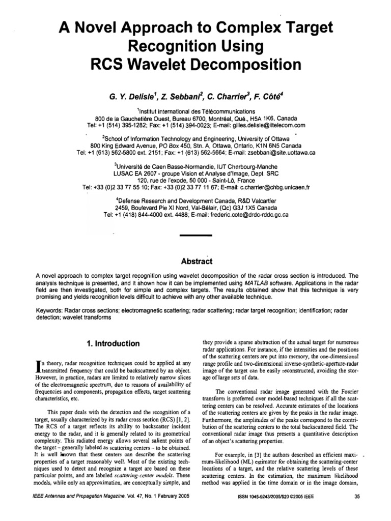 Wavelet Decomposition for Target Recognition | PDF | Wavelet | Fourier ...