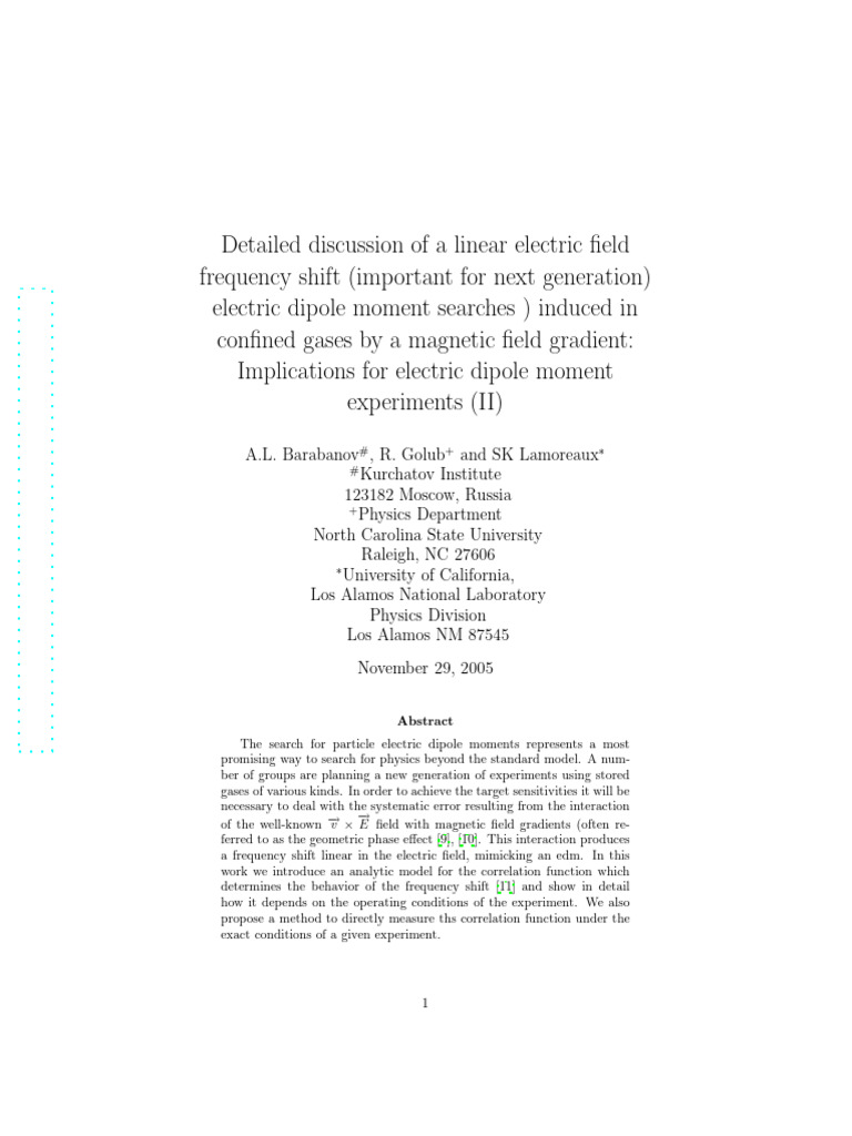 Electric Dipole Moment Experiments | PDF | Gases | Magnetic Field
