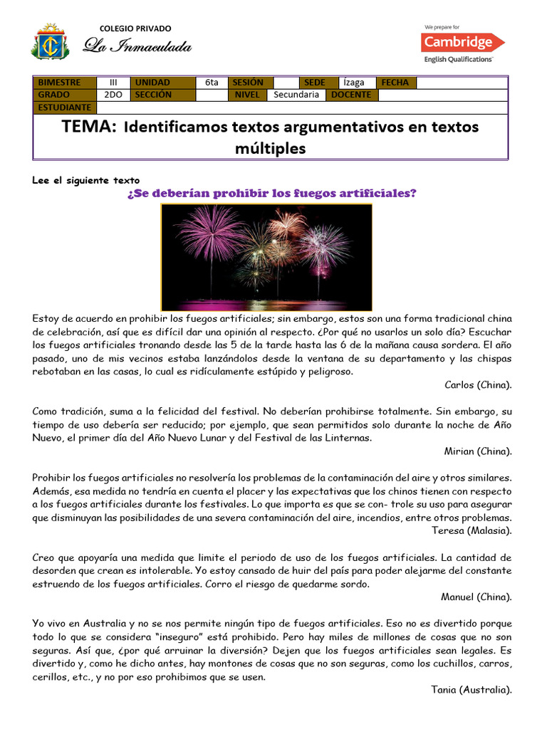 Prohibición de fuegos artificiales: opiniones | PDF | Teléfonos móviles ...