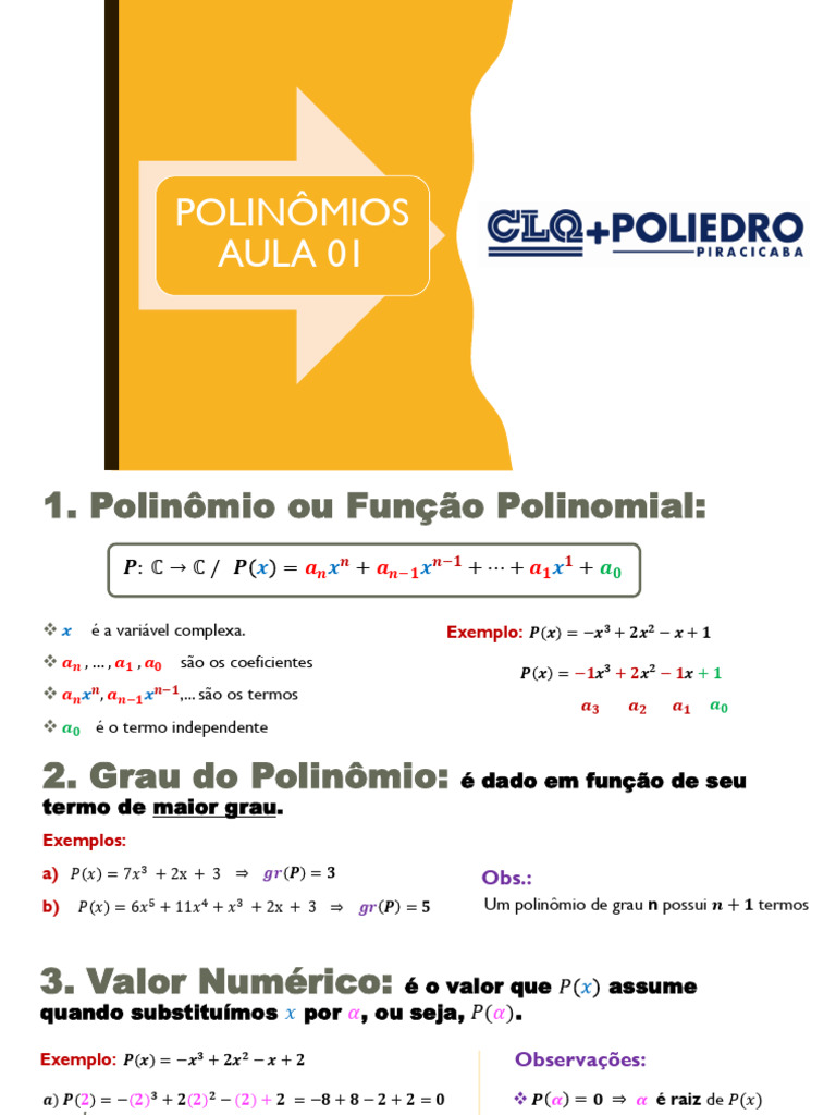 Introdução aos Polinômios e Funções | PDF | Polinomial | Conceitos ...