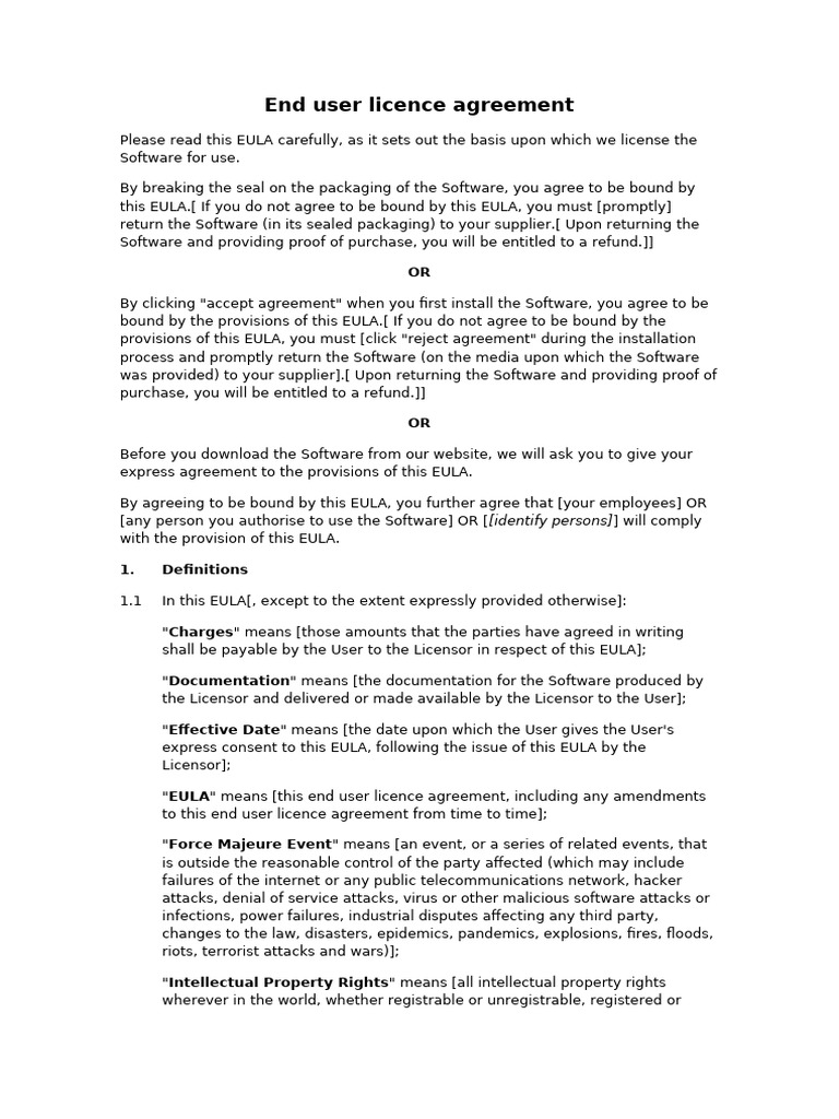 Free End User Licence Agreement | PDF | Indemnity | License