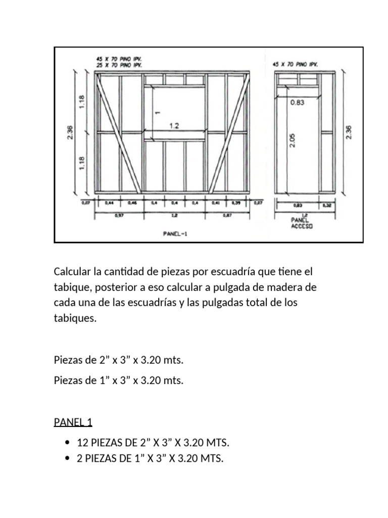 Cálculo de Piezas y Pulgadas en Tabiques | PDF | Métodos y materiales ...