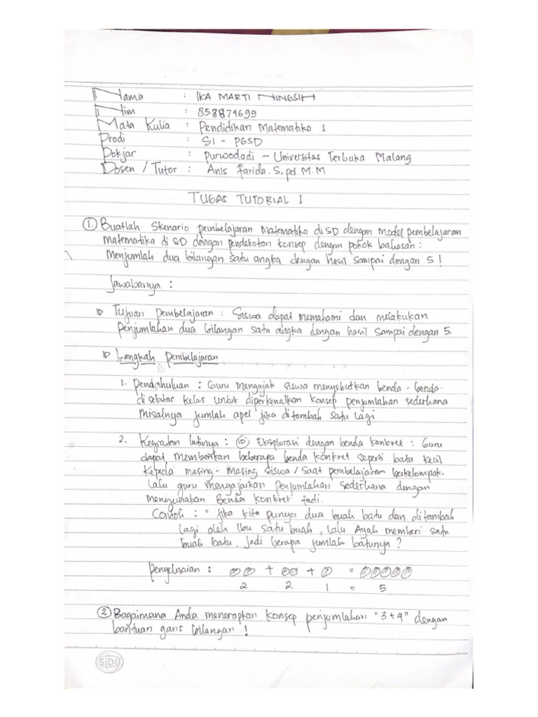 Tugas Tutorial 1 Pendidikan Matematika 1 Pdf