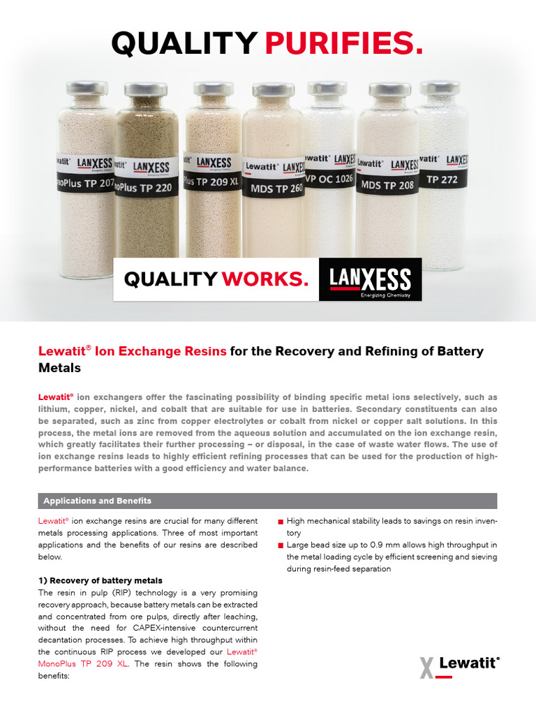 Lewatit TP 308 Flyer en Us | PDF | Ion Exchange | Metals