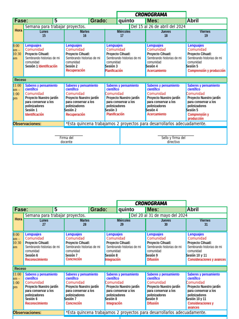 Cronograma | PDF | Estudios de idiomas extranjeros