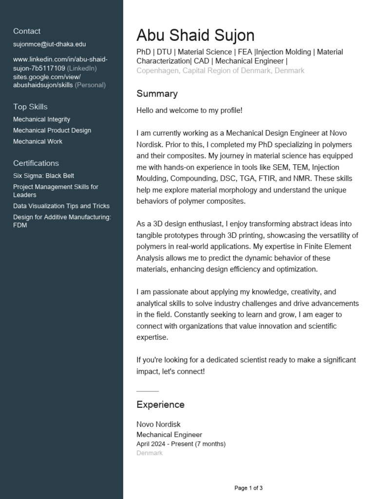 Profile Sujon | PDF | Mechanical Engineering | Composite Material
