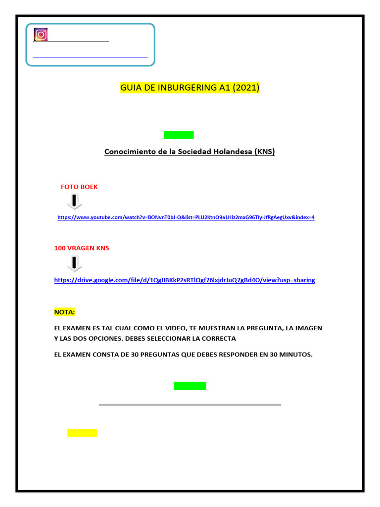 Guía Completa para el Examen Inburgering A1 | PDF