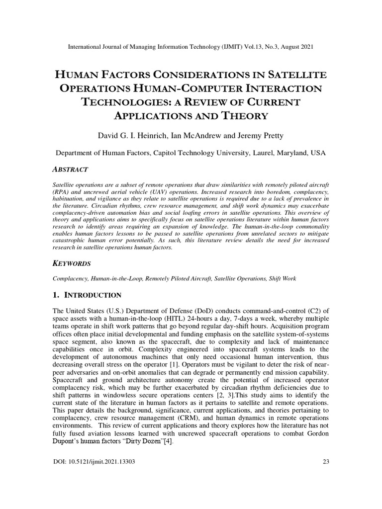 Human Factors Considerations in Satellit | PDF | Shift Work | Sleep