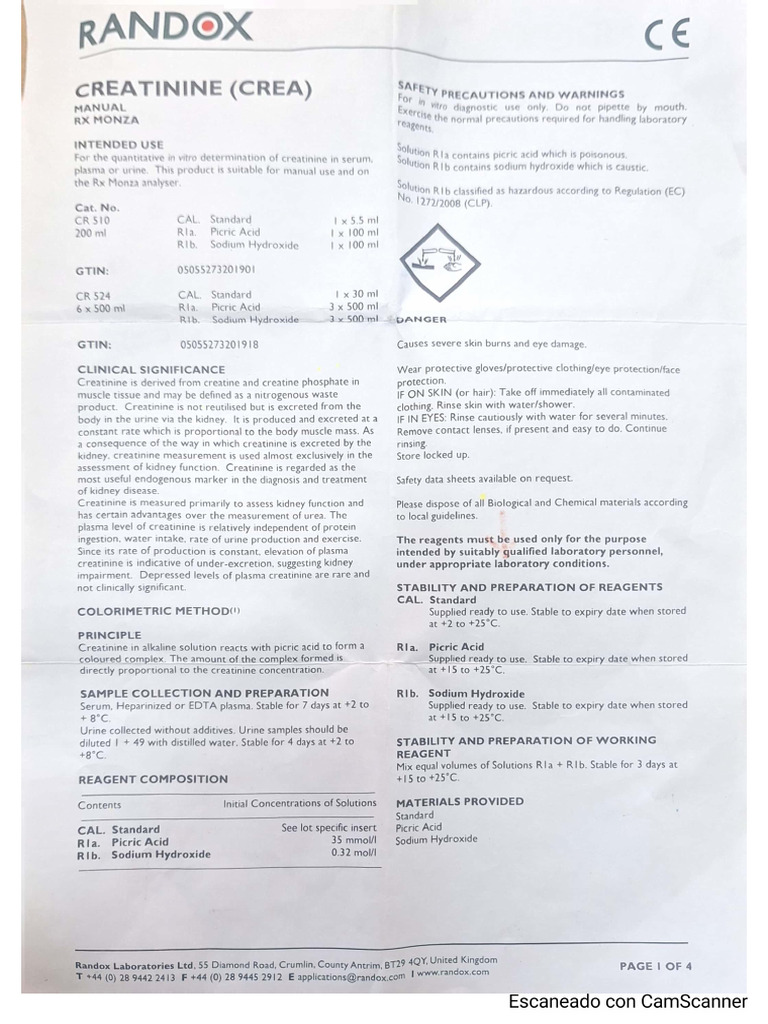 Fundamento Creatinina Jaffe | PDF