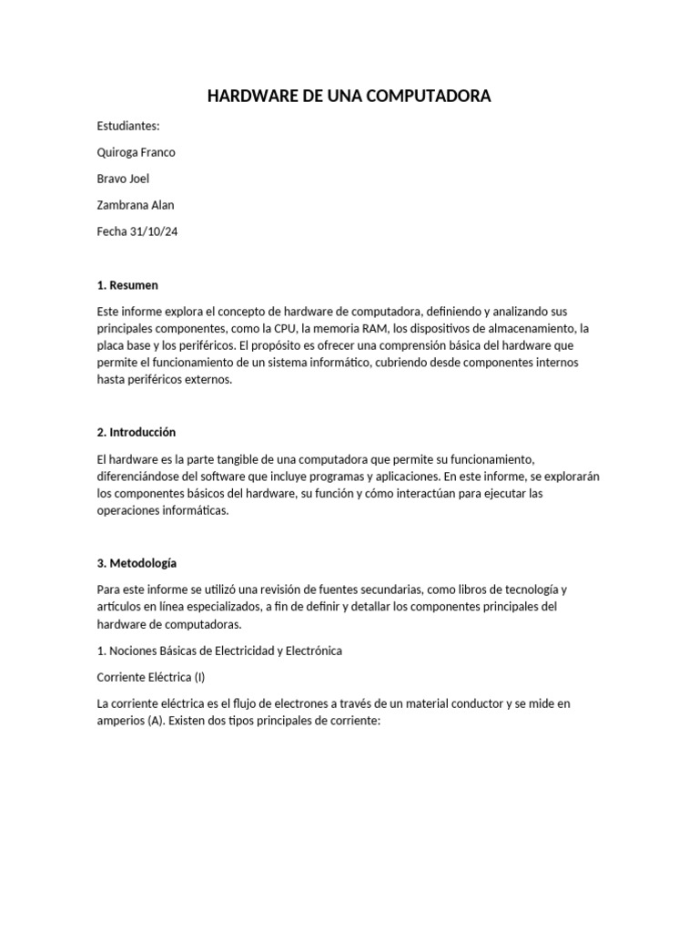Hardware de Una Computadora | PDF | Transistor | Hardware de la computadora