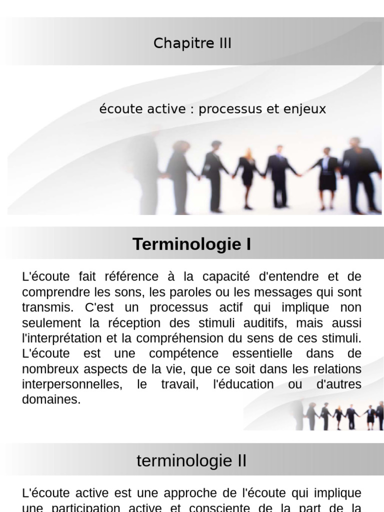 Processus et enjeux de l'écoute active | PDF | la communication ...
