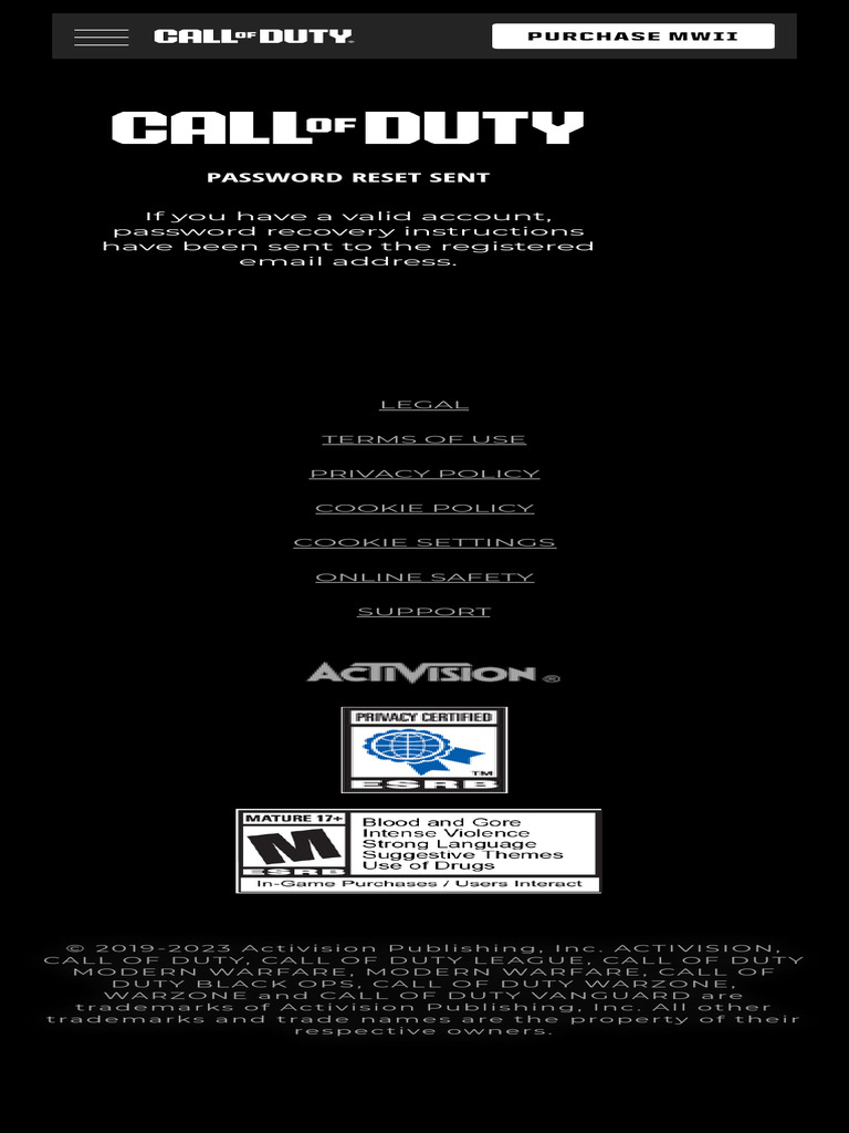 Retrieve Your Password - CALL OF DUTY® | PDF