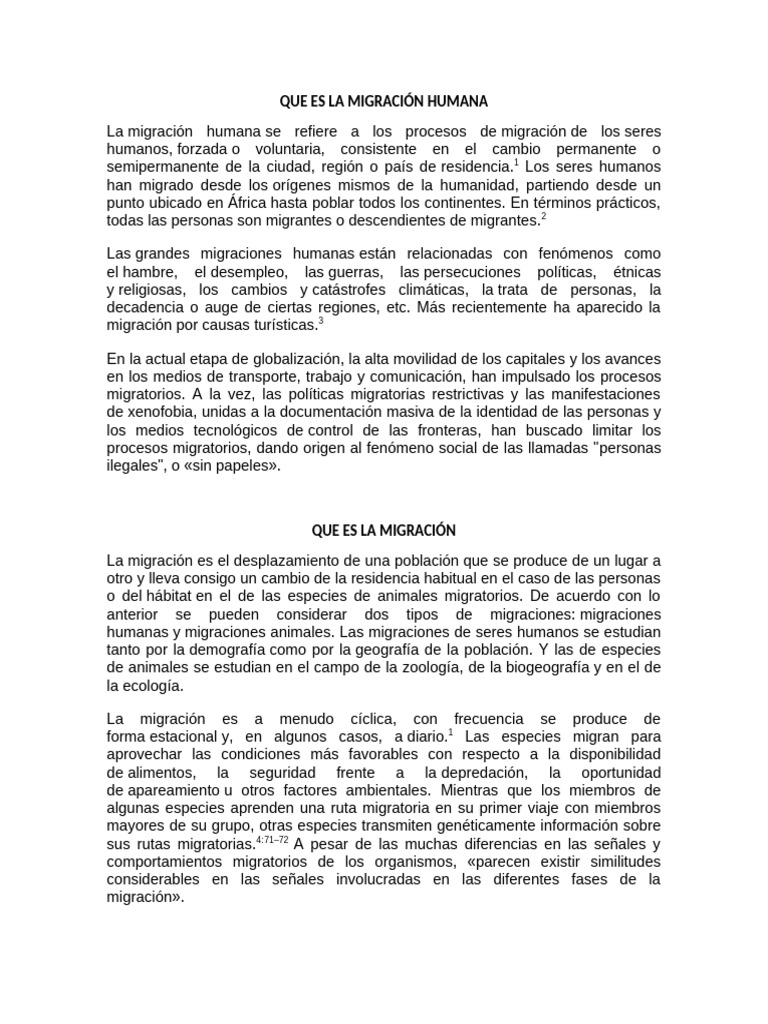 Tipos y causas de la migración humana | PDF | Migración humana