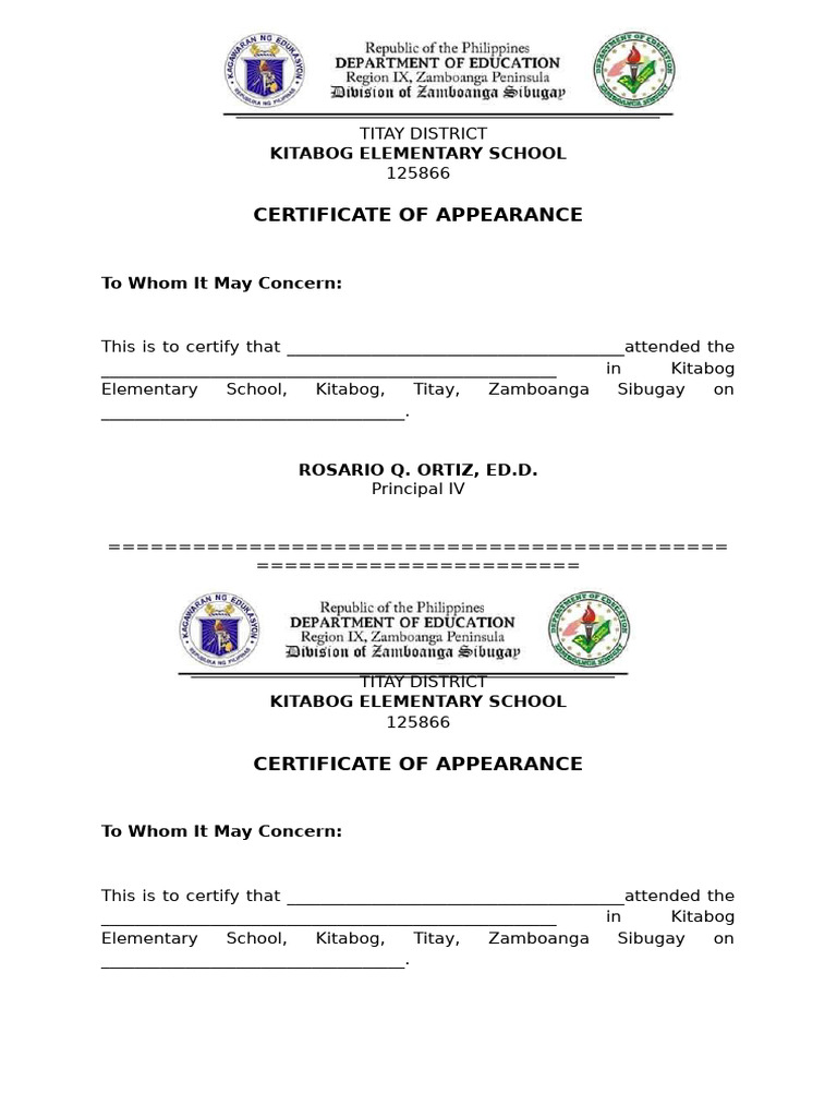 Certificate of Appearance PDF Certificate of Appearance PDF