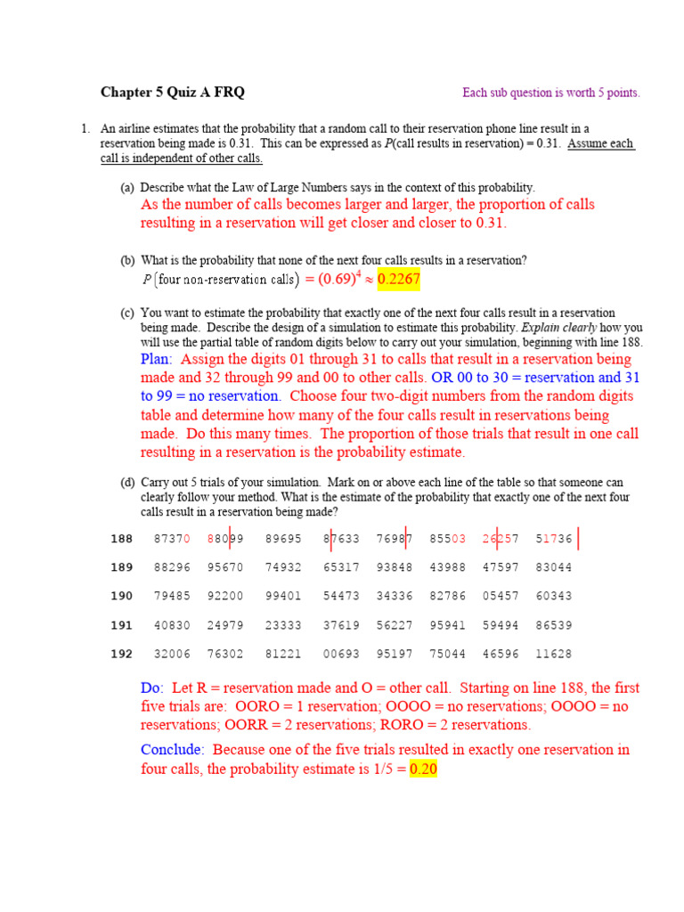 ap stats unit 5 frq answers